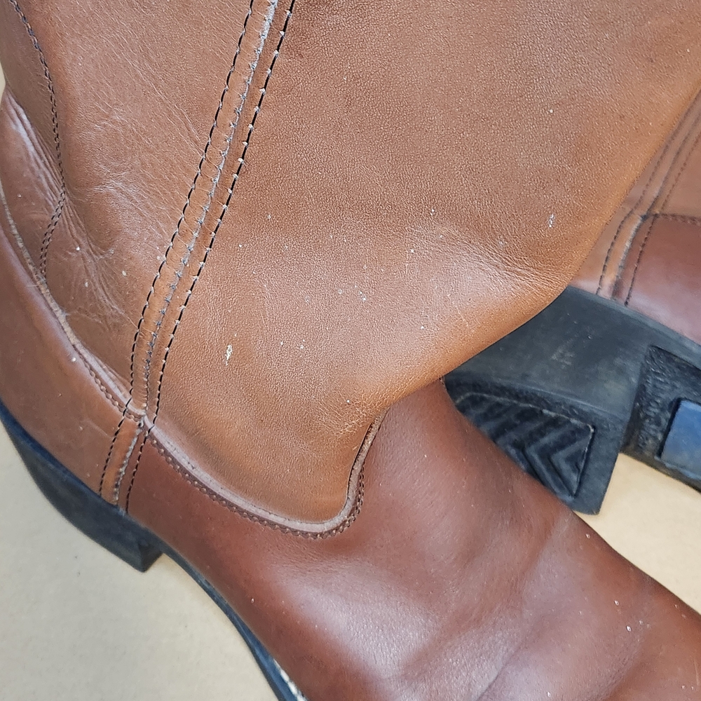 Men's Tan Leather Western Work Boots Sz 10 - Picture 5 of 12